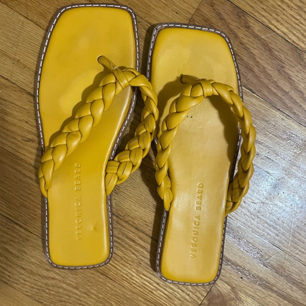 Veronica Beard Mustard Braided Sandals